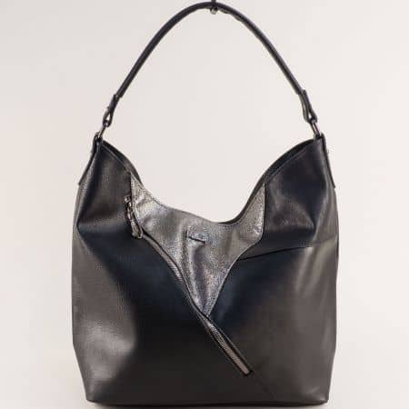 Сиво черна дамска чанта с декоративен цип ch3670chsv