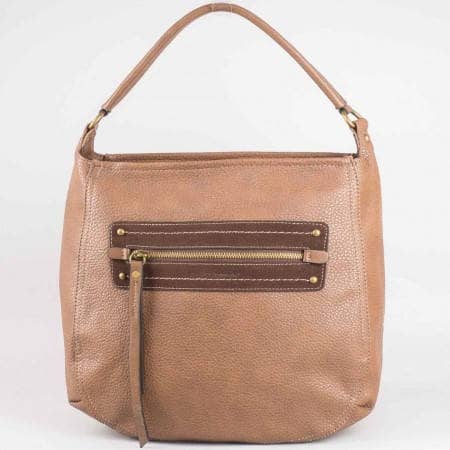 Дамска чанта за всеки ден на известната френска марка David Jones в светло кафяв цвят ch3903-3k