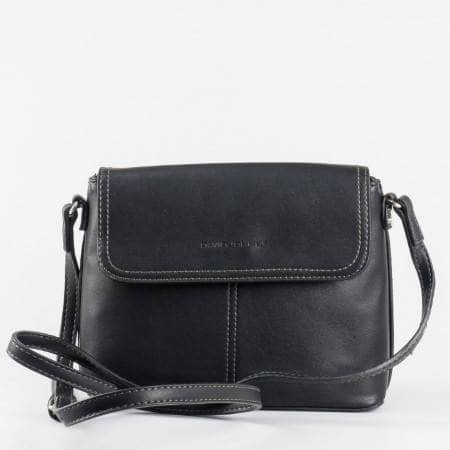 Черна ежедневна дамска чанта за през рамо с дълга дръжка David Jones ch3932-2ch