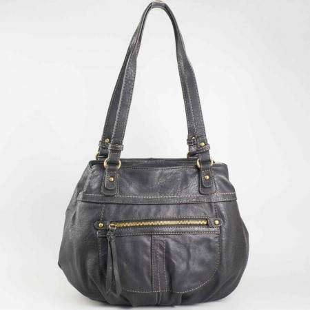 Дамска практична чанта с преден джоб на френската марка David Jones в черен цвят ch3973-4ch