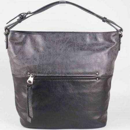 Дамска практична чанта с преден джоб на френския производител David Jones в черен цвят ch3977-3ch