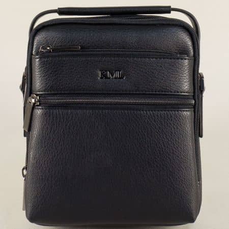Черна мъжка чанта с практично разпределение- KML ch407-13ch