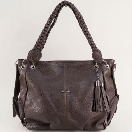 Всекидневна дамска чанта в кафяв цвят  ch416kk