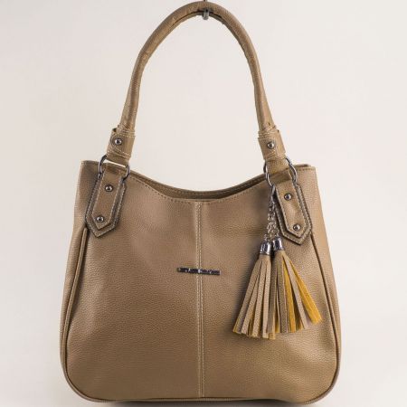 Ежедневна дамска чанта с къса дръжка в бежов цвят  ch417tbj1