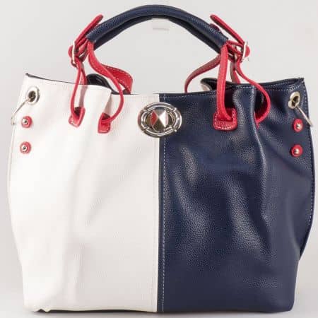 Дамска чанта със семпла визия на български производител в червен, син и бял цвят ch425bsbd