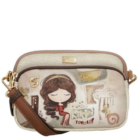 Малка дамска чанта ANEKKE за през рамо със закачлив принт и три отделения ch42703-445