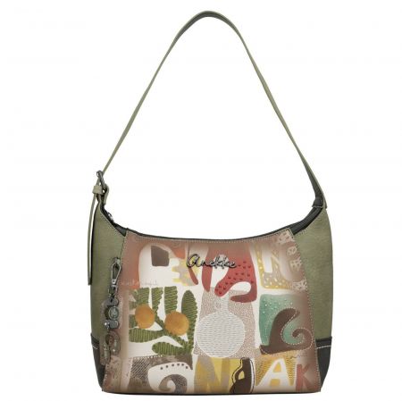 Зелена дамска чанта ANEKKE тип торба със  закачлив цветен принт ch42712-390