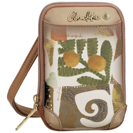 Малка бежова дамска чанта с атрактивна цветна щампа и дълга дръжка ANEKKE  ch42713-911