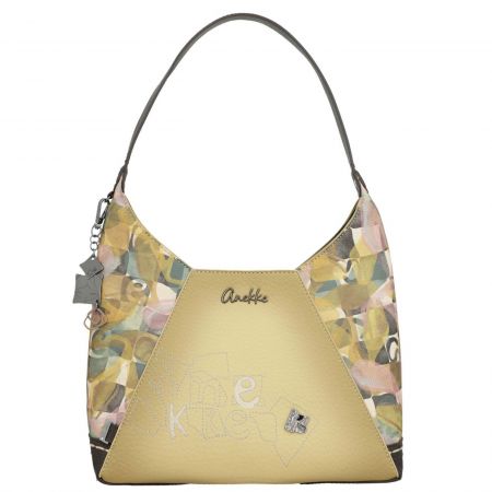 ANEKKE дамска чанта с модерен дизайнерски принт и кафява къса дръжка ch42722-391