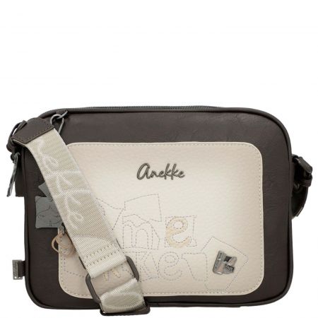 Спортна дамска чанта ANEKKE в бежово и кафяво и закачлив дизайнерски принт ch42723-188