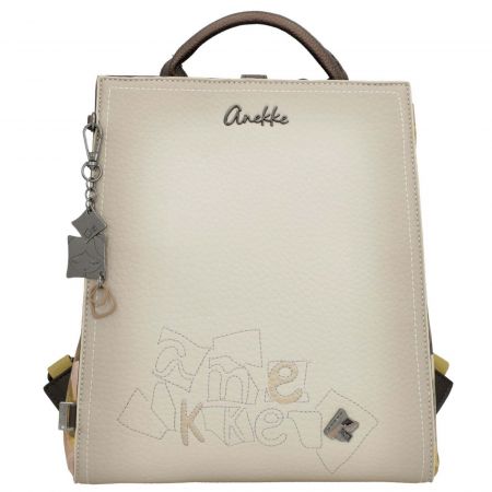 Дизайнерска дамска раница с три самостоятелни отделения в бежово и кафяво ch42725-273