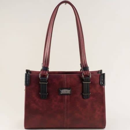 Всекидневна дамска чанта в бордо цвят ch427bd