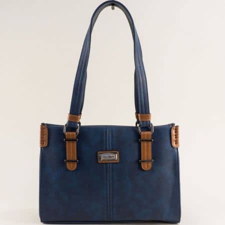 Синя дамска чанта със заден джоб ch427sk