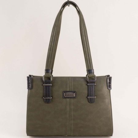 Дамска зелена чанта с тънки дълги дръжки ch427zch