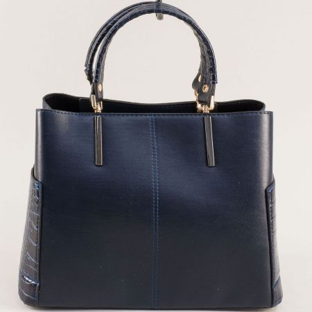 Стилна дамска чанта в син цвят с кроко принт ch441krs