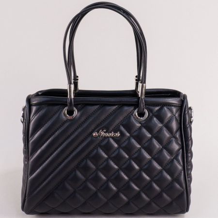 Дамска чанта с къса и дълга дръжка в черен цвят ch452ch
