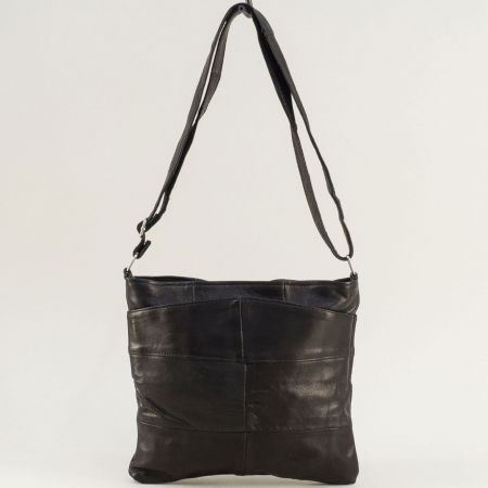 Ежедневна дамска чанта естествена кожа в черен цвят ch460ch