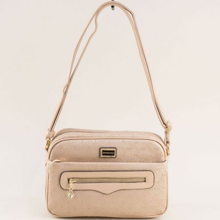Дамска чанта за през рамо с преден и заден джоб в цвят бронз ch4911brz