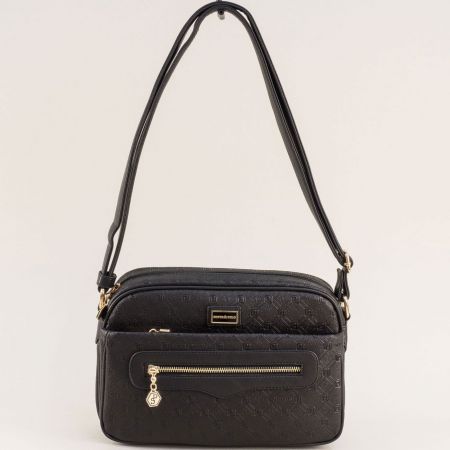 Компактна дамска чанта с преден и заден джоб в черен цвят ch4911ch1