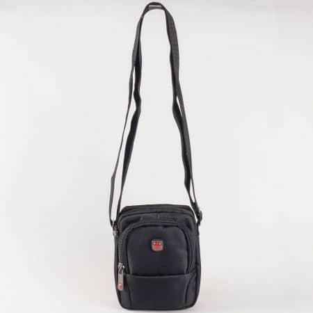 Мъжка българска чанта в черен цвят с дълга дръжка и удобно разпределение ch5017ch