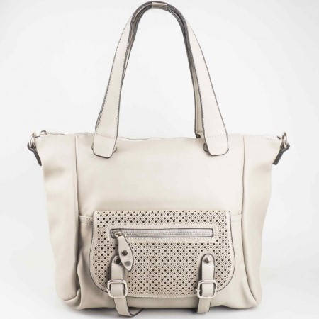 Дамска чанта за всеки ден със стилна визия и две дръжки на френската марка David Jones в тъмно сив цвят ch5032-4tsv