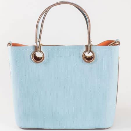Дамска стилна чанта за всеки ден с вадещ се органайзър на френския производител David Jones в син цвят ch5064-2s