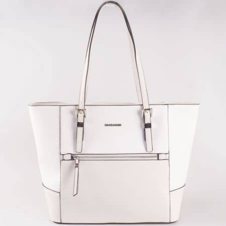 Дамска чанта за всеки ден със семпла, изчистена визия на френската марка David Jones в бял цвят ch5068-6b