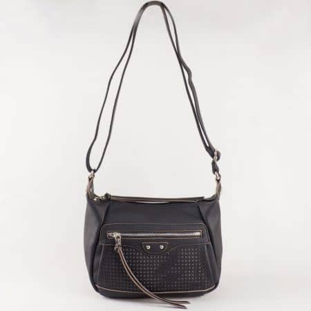 Дамска малка чанта с атрактивна визия и дълга дръжка на френския производител David Jones в черен цвят ch5074-1ch