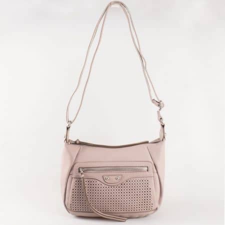 Дамска стилна чанта с дълга дръжка и семпла ежедневна визия на френския производител David Jones в лилаво ch5074-1l