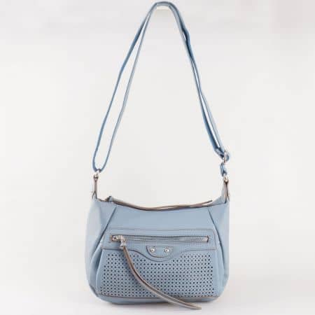 Дамска ежедневна чанта с атрактивна визия и дълга дръжка на френската марка David Jones в син цвят ch5074-1s