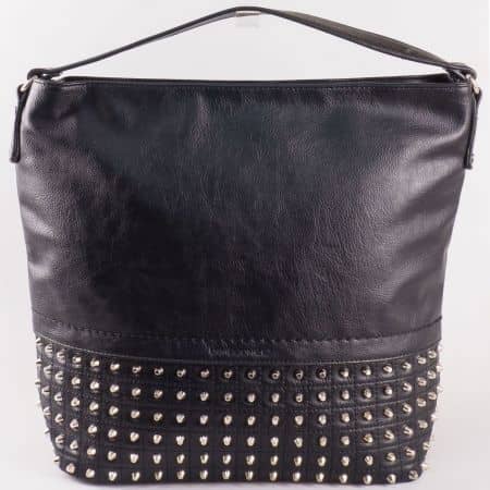 Дамска екстравагантна чанта с капси на френския производител David Jones в черен цвят ch5106-1ch