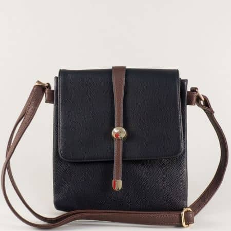 Черна дамска чанта с дълга дръжка и практични прегради ch15107ch