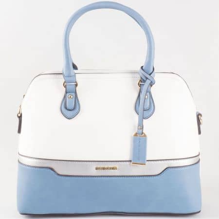 Дамска чанта за всеки ден със семпла, стилна визия на David Jones в бяло и синьо ch5110-2s