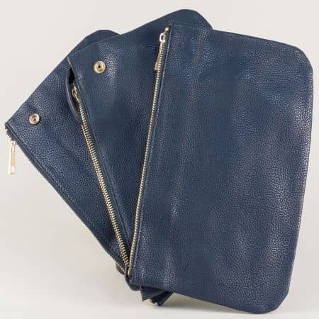 Синя дамска чанта с три отделни джоба и дълга дръжка ch5168s