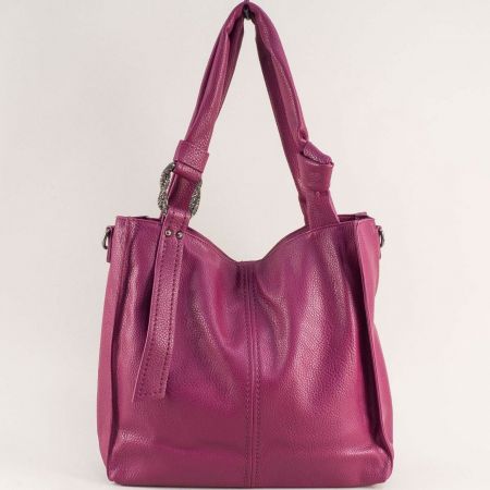Атрактивна дамска чанта в лилав цвят с две дръжки ch520l