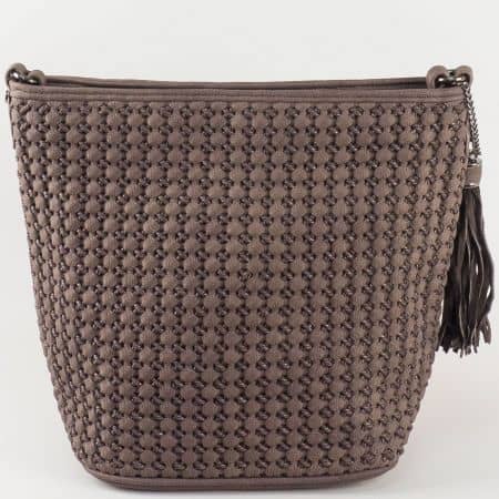 Кафява дамска чанта от еко кожа David Jones ch5223-1kk