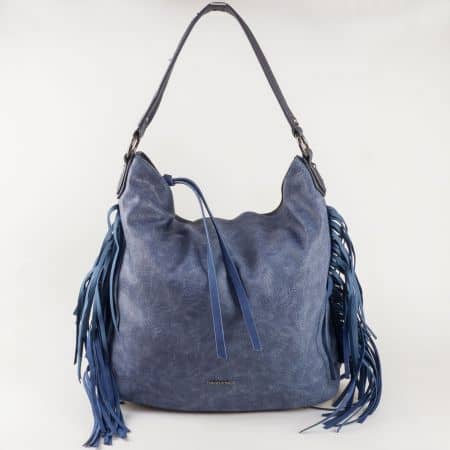 Синя дамска чанта David Jones с къса и дълга дръжка ch5238-1s