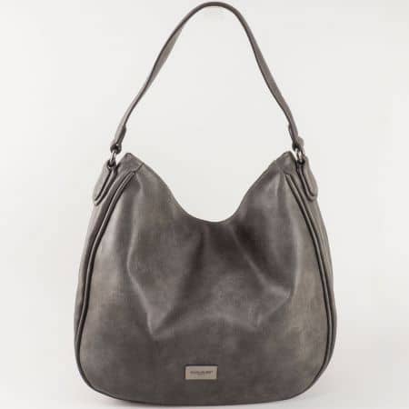 Ежедневна сива дамска чанта от еко кожа David Jones ch5245-3sv