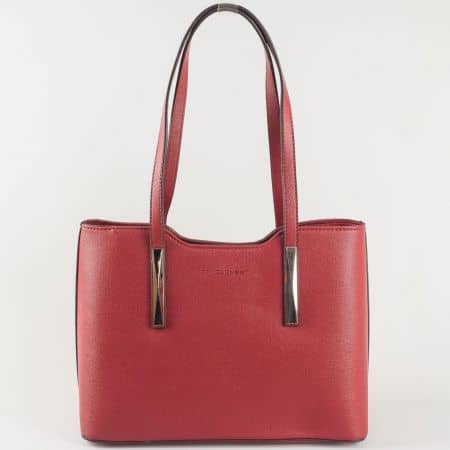 Червена дамска чанта David Jones с твърдо дъно ch5251-1bd