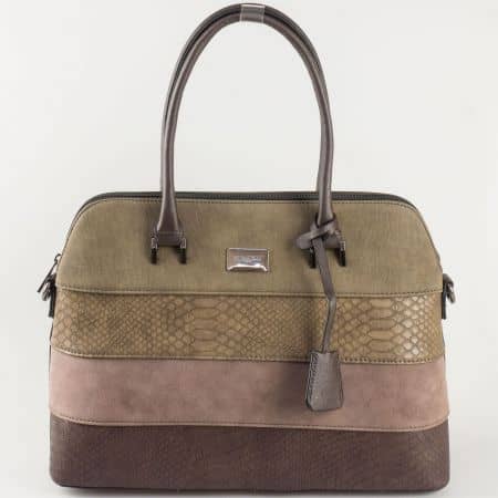 Кафява дамска чанта David Jones с къса и дълга дръжка ch5256-1k