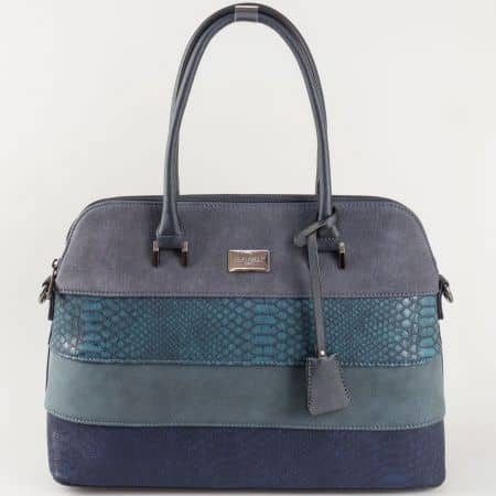 Синя дамска чанта David Jones със змийски принт ch5256-1s