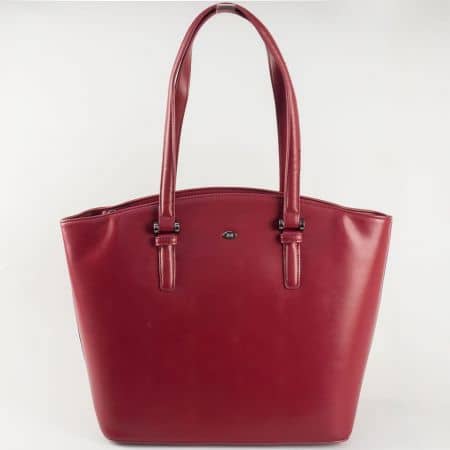 Френска дамска чанта в цвят бордо с твърда структура ch5263-2bd