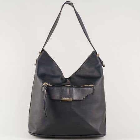 Черна дамска чанта с преден джоб ch5290-2ch