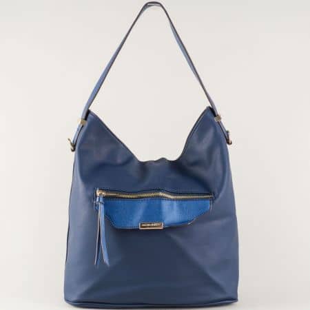 Ежедневна дамска чанта в синьо с къса и дълга дръжка ch5290-2s