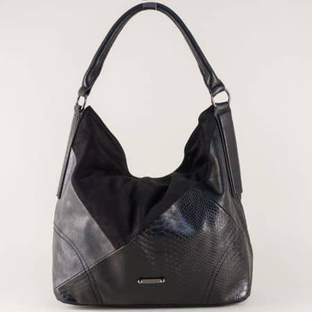 Черна дамска чанта с дълга и къса дръжка ch5296-1ch