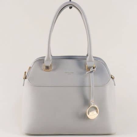 Френска дамска чанта в сив цвят с твърда структура ch5506-1sv