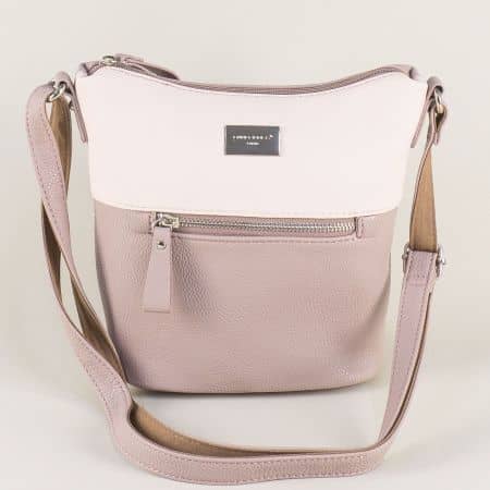 Дамска чанта в розово и бежово с дълга дръжка ch5507-3rz