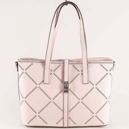 Розова дамска чанта със закопчалка-  DAVID JONES ch5510-3rz