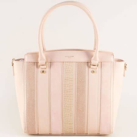 Дамска чанта с твърда структура в розов цвят ch5512-1rz