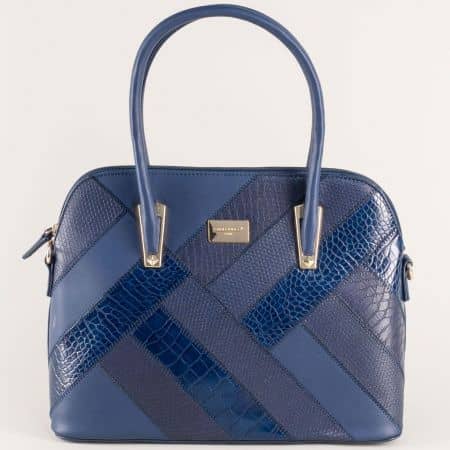 Френска дамска чанта в син цвят с твърда структура ch5514-3s
